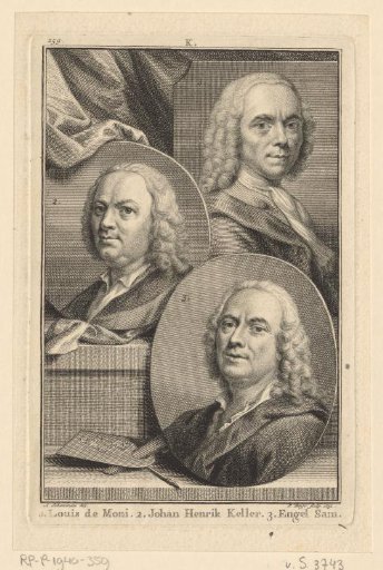Portraits of Louis de Moni, Johann Heinrich Keller and Sam Engel