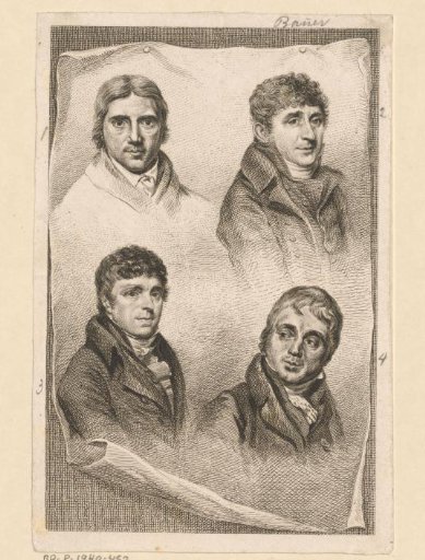 Portraits of Taco Scheltema, Nicolaas Baur, Willem Bartel van der Kooi and Martinus Schouman