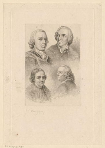 Portraits of Pieter Barbiers, Jan Punt, Petrus Camper and Joseph Marinkel