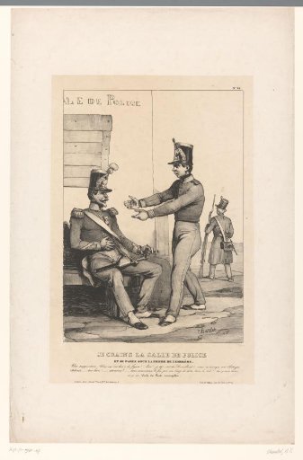 Sergeant and young soldier arguing at the police station