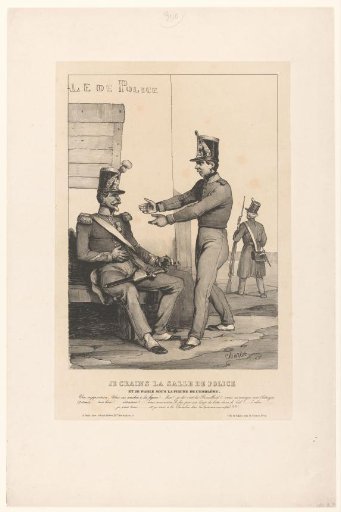 Sergeant and young soldier arguing at the police station