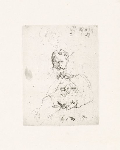 Study sheet with heads of men