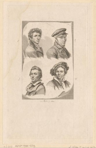 Portraits of Woutherus Mol, Johannes Christiaan Schotel, George Pieter Westenberg and Cornelis Kruseman