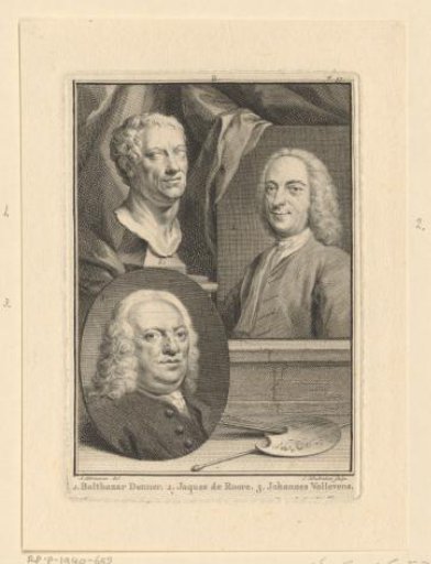 Portraits of Balthasar Denner, Jacques Ignatius de Rooze, and Johannes Vollevens II