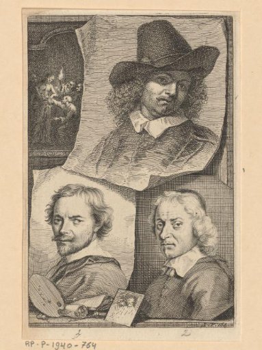 Portraits of Leonaert Bramer, Salomon de Bray and Dirk van Hoogstraten