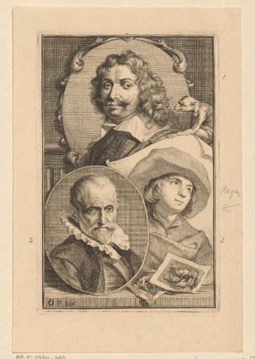 Portraits of Adriaen Brouwer, Jürgen Ovens and Cornelis Pietersz. Bega
