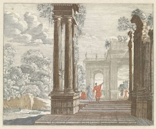 Landscape with overgrown Roman ruins