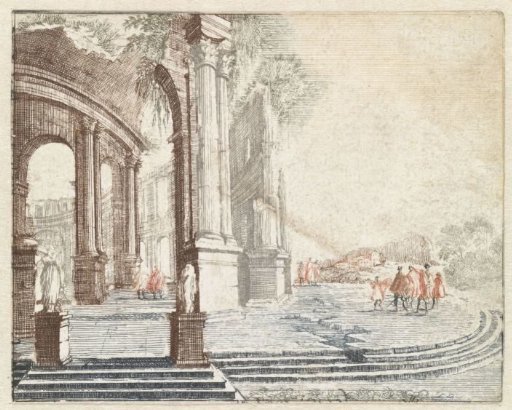Landscape with a round Roman ruin