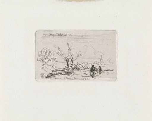Skaters by pollarded willows