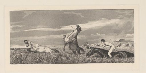 Three Riders Chasing a Centaur