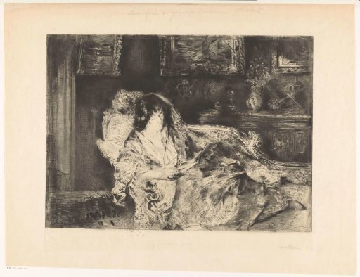 Reading Lady in a Chaise Longue in an Interior