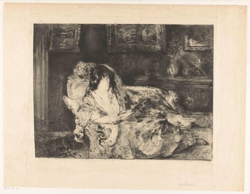 Reading Lady in a Chaise Longue in an Interior