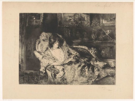 Reading Lady in a Chaise Longue in an Interior