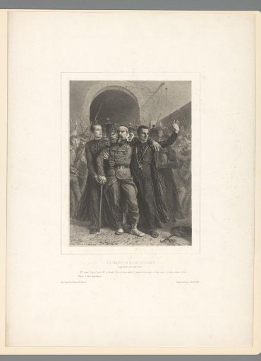 Wounded man supported by clergymen, 30 April 1849