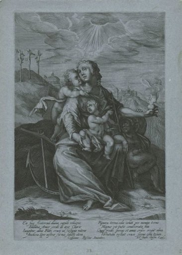 Mary with the Christ Child and the young John the Baptist (representation of the three theological virtues)