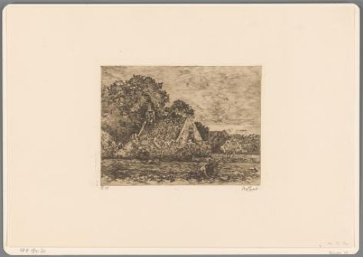 Landscape with Farmhouse and Two Figures Working in the Kitchen Garden