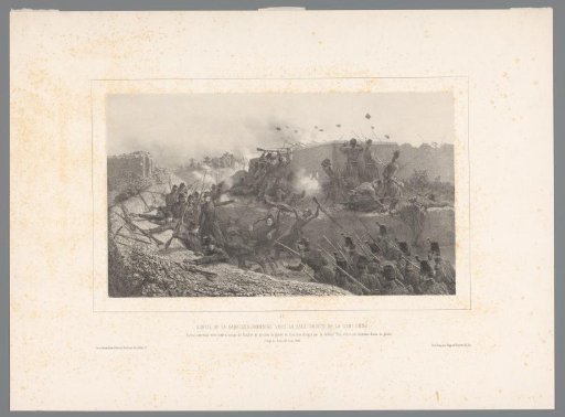 Retreating and deceased Roman soldiers in the trenches, 12 June 1849