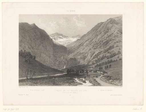 View of the Lys valley with waterfalls and glacier