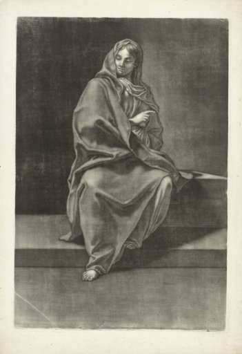 Seated woman in a long cloak