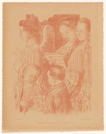 Three singing angels and two choirboys during the Holy Mass