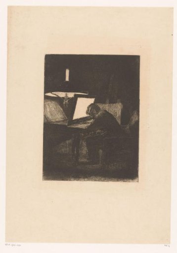 Etcher by lamplight