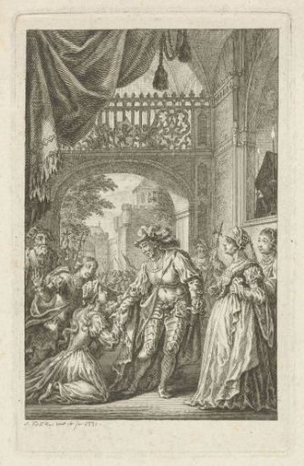 Noblewoman kneels before a count