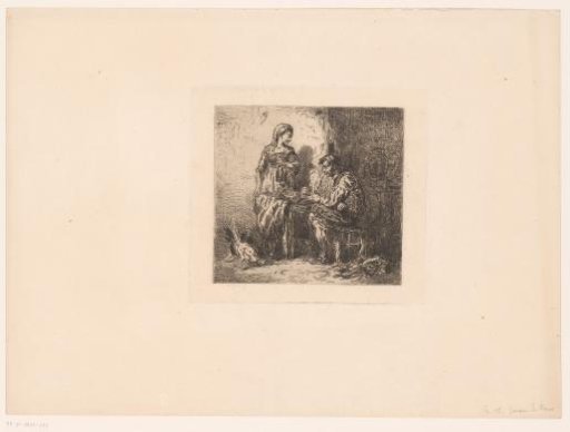 Interior with man and woman around a table