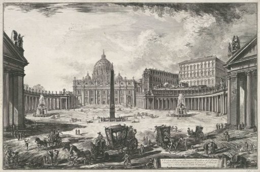 View of St. Peter's Square with St. Peter's Basilica at Vatican City