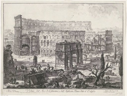 Arch of Constantine and the Colosseum at Rome