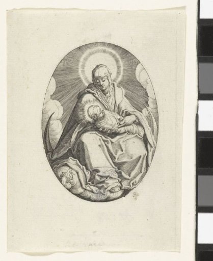 Mary with the Christ Child sitting on a crescent moon