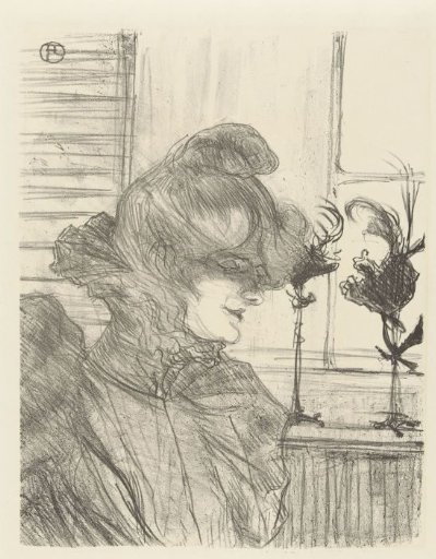 Portrait of Louise Blouet (Le Margouin) in studio of Renée Vert