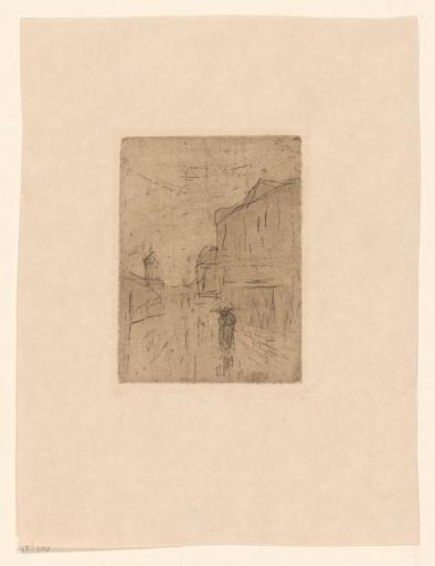 Street with Figure with Umbrella