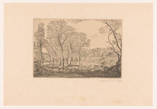 Landscape with poplars by the water
