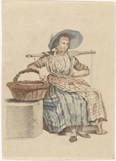 Seated peasant woman with basket