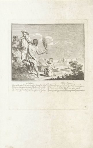 Harlequin shows the little Harlequin a rod