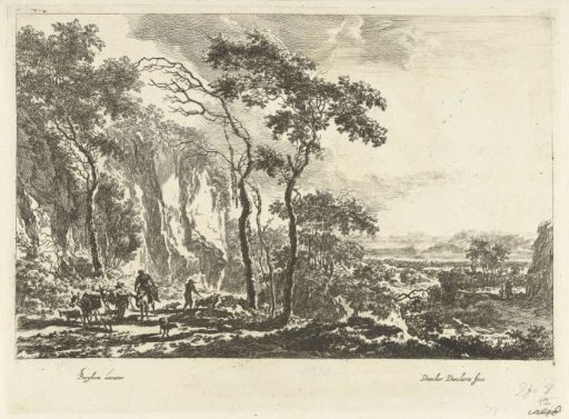 Italian Mountain Landscape with Mules, Shepherds and Cattle