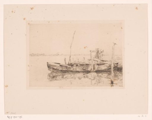 Lake with a boat at the water's edge