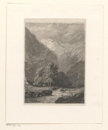 Mountain landscape with deciduous trees in a valley