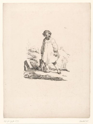 Poacher with a dead hare