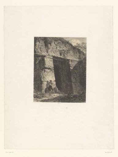 Entrance of a rock tunnel with guards