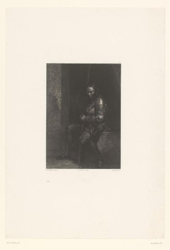 Sentry sitting on a stone block