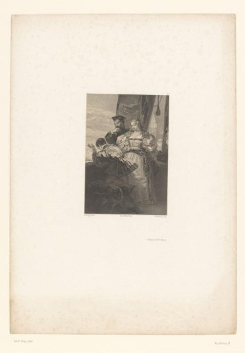 Richly dressed people on a balcony in Venice