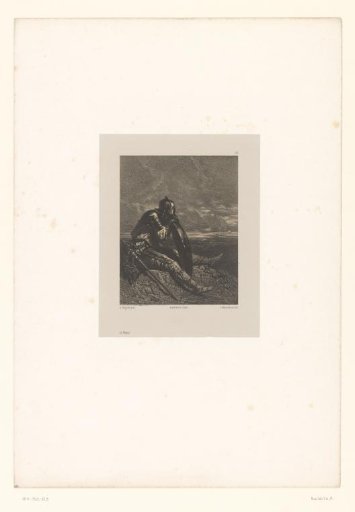 Soldier resting leaning on his shield