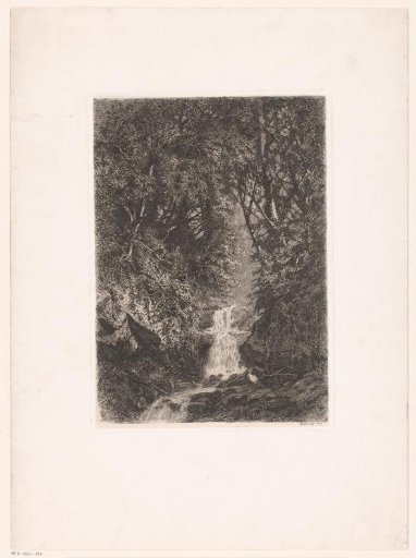 View of a forest landscape with a waterfall