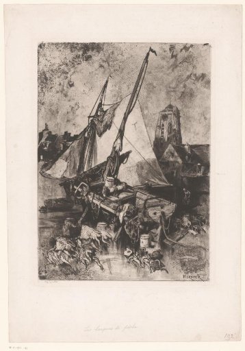 Fishing boats in the harbor of a village