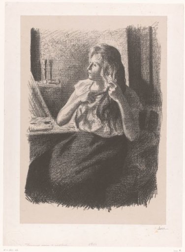 Seated woman at her toilet