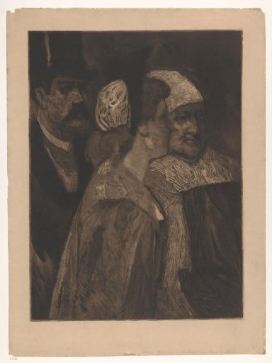 Two Women and a Man with a Top Hat