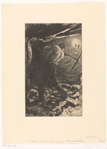 Miner with bare upper body