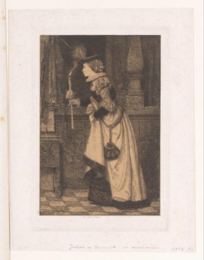 Woman with a Candle in Her Hand in a Church Interior