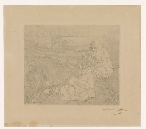 Two women mending nets, at Katwijk aan Zee